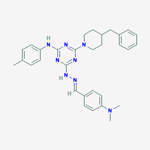 molecular formula C31H36N8 B400551 4-(Dimethylamino)benzaldehyde [4-(4-benzylpiperidin-1-yl)-6-(4-toluidino)-1,3,5-triazin-2-yl]hydrazone 