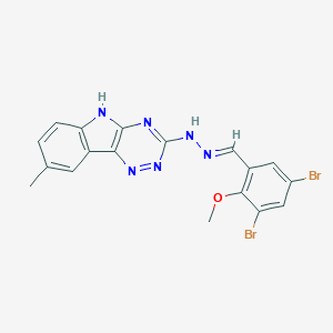 molecular formula C18H14Br2N6O B400557 3,5-dibromo-2-(methyloxy)benzaldehyde (8-methyl-5H-[1,2,4]triazino[5,6-b]indol-3-yl)hydrazone 