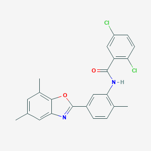 molecular formula C23H18Cl2N2O2 B400559 2,5-Dichloro-N-[5-(5,7-dimethyl-benzooxazol-2-yl)-2-methyl-phenyl]-benzamide 