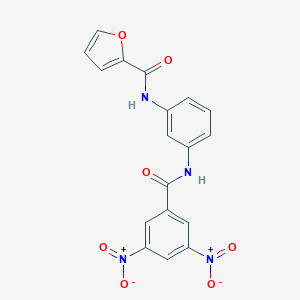 molecular formula C18H12N4O7 B400607 N-[3-({3,5-bisnitrobenzoyl}amino)phenyl]-2-furamide 