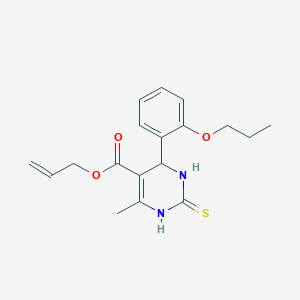 molecular formula C18H22N2O3S B400609 Prop-2-enyl 6-methyl-4-[2-(propyloxy)phenyl]-2-thioxo-1,2,3,4-tetrahydropyrimidine-5-carboxylate 