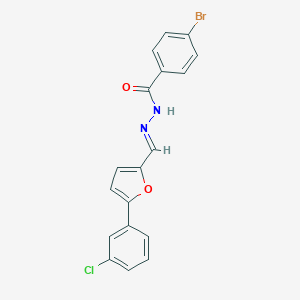 molecular formula C18H12BrClN2O2 B400617 4-bromo-N'-{[5-(3-chlorophenyl)-2-furyl]methylene}benzohydrazide 