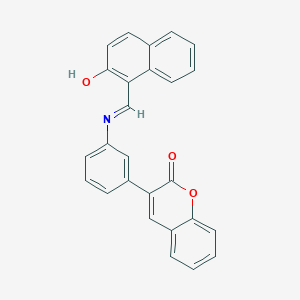 molecular formula C26H17NO3 B400618 3-(3-{[(2-hydroxy-1-naphthyl)methylene]amino}phenyl)-2H-chromen-2-one 