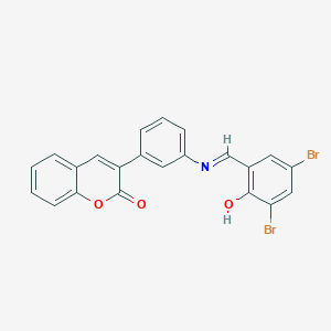 molecular formula C22H13Br2NO3 B400625 3-(3-{[(E)-(3,5-dibromo-2-hydroxyphenyl)methylidene]amino}phenyl)-2H-chromen-2-one 