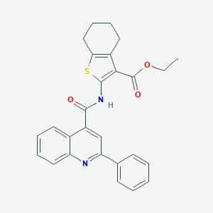 molecular formula C27H24N2O3S B400644 ETHYL 2-{[(2-PHENYL-4-QUINOLYL)CARBONYL]AMINO}-4,5,6,7-TETRAHYDRO-1-BENZOTHIOPHENE-3-CARBOXYLATE 