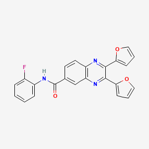 molecular formula C23H14FN3O3 B4006706 N-(2-fluorophenyl)-2,3-bis(furan-2-yl)quinoxaline-6-carboxamide 