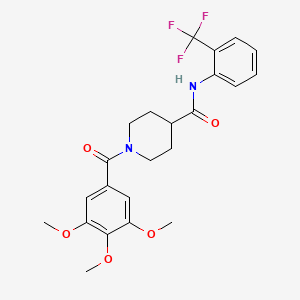 molecular formula C23H25F3N2O5 B4006739 N-[2-(trifluoromethyl)phenyl]-1-(3,4,5-trimethoxybenzoyl)-4-piperidinecarboxamide 