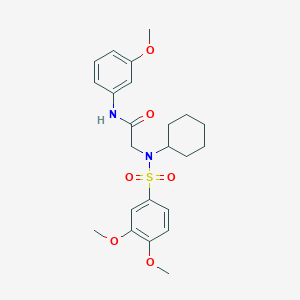 molecular formula C23H30N2O6S B4006853 N~2~-cyclohexyl-N~2~-[(3,4-dimethoxyphenyl)sulfonyl]-N-(3-methoxyphenyl)glycinamide 