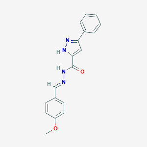 molecular formula C18H16N4O2 B400715 N-[(E)-(4-methoxyphenyl)methylideneamino]-3-phenyl-1H-pyrazole-5-carboxamide CAS No. 357398-03-9