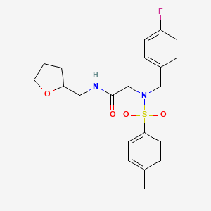 molecular formula C21H25FN2O4S B4007164 N~2~-(4-fluorobenzyl)-N~2~-[(4-methylphenyl)sulfonyl]-N-(tetrahydrofuran-2-ylmethyl)glycinamide 