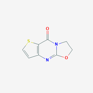 molecular formula C8H6N2O2S B040072 2,3-Dihydro-5H-oxazolo(3,2-a)thieno(3,2-d)pyrimidin-5-one CAS No. 123495-11-4