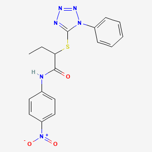 molecular formula C17H16N6O3S B4007234 N~1~-(4-NITROPHENYL)-2-[(1-PHENYL-1H-1,2,3,4-TETRAAZOL-5-YL)SULFANYL]BUTANAMIDE 