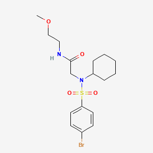molecular formula C17H25BrN2O4S B4007336 N~2~-[(4-bromophenyl)sulfonyl]-N~2~-cyclohexyl-N-(2-methoxyethyl)glycinamide 