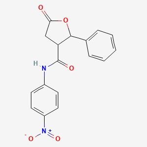 molecular formula C17H14N2O5 B4007357 N-(4-nitrophenyl)-5-oxo-2-phenyloxolane-3-carboxamide 