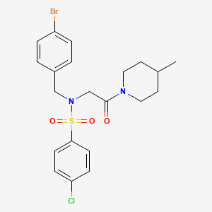 molecular formula C21H24BrClN2O3S B4007432 N-(4-bromobenzyl)-4-chloro-N-[2-(4-methylpiperidin-1-yl)-2-oxoethyl]benzenesulfonamide 