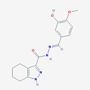 molecular formula C16H18N4O3 B400747 N'-[(E)-(3-hydroxy-4-methoxyphenyl)methylidene]-4,5,6,7-tetrahydro-1H-indazole-3-carbohydrazide CAS No. 1477482-47-5