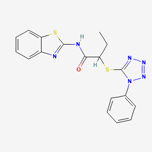 molecular formula C18H16N6OS2 B4007851 N-(1,3-BENZOTHIAZOL-2-YL)-2-[(1-PHENYL-1,2,3,4-TETRAZOL-5-YL)SULFANYL]BUTANAMIDE 
