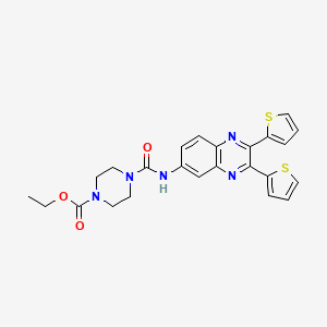 molecular formula C24H23N5O3S2 B4008084 Ethyl 4-[(2,3-dithiophen-2-ylquinoxalin-6-yl)carbamoyl]piperazine-1-carboxylate 
