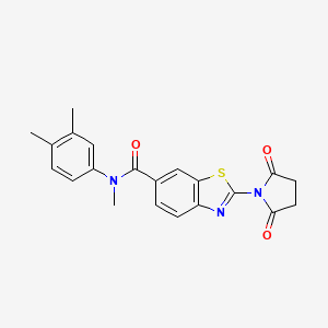molecular formula C21H19N3O3S B4008219 N-(3,4-dimethylphenyl)-2-(2,5-dioxopyrrolidin-1-yl)-N-methyl-1,3-benzothiazole-6-carboxamide 