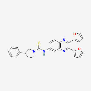 molecular formula C27H22N4O2S B4008635 N-[2,3-bis(furan-2-yl)quinoxalin-6-yl]-3-phenylpyrrolidine-1-carbothioamide 