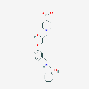 molecular formula C24H38N2O5 B4008692 Methyl 1-[2-hydroxy-3-[3-[[(1-hydroxycyclohexyl)methylamino]methyl]phenoxy]propyl]piperidine-4-carboxylate 