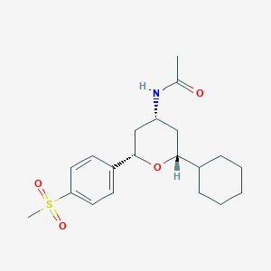 molecular formula C20H29NO4S B4008736 N-{(2R*,4R*,6S*)-2-cyclohexyl-6-[4-(methylsulfonyl)phenyl]tetrahydro-2H-pyran-4-yl}acetamide 