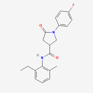 molecular formula C20H21FN2O2 B4009001 N~3~-(2-ETHYL-6-METHYLPHENYL)-1-(4-FLUOROPHENYL)-5-OXO-3-PYRROLIDINECARBOXAMIDE 