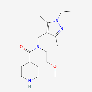 molecular formula C17H30N4O2 B4009359 N-[(1-ethyl-3,5-dimethylpyrazol-4-yl)methyl]-N-(2-methoxyethyl)piperidine-4-carboxamide 