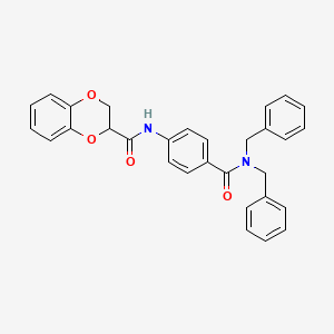 molecular formula C30H26N2O4 B4009388 N-[4-(Dibenzylcarbamoyl)phenyl]-2,3-dihydro-1,4-benzodioxine-2-carboxamide 