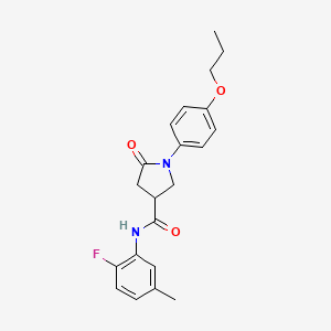molecular formula C21H23FN2O3 B4009401 N-(2-fluoro-5-methylphenyl)-5-oxo-1-(4-propoxyphenyl)pyrrolidine-3-carboxamide 