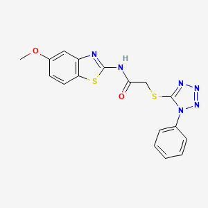 molecular formula C17H14N6O2S2 B4009538 N-(5-methoxy-1,3-benzothiazol-2-yl)-2-(1-phenyltetrazol-5-yl)sulfanylacetamide 
