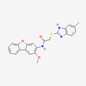 molecular formula C23H19N3O3S B4009663 N-(2-methoxydibenzo[b,d]furan-3-yl)-2-[(5-methyl-1H-benzimidazol-2-yl)sulfanyl]acetamide 