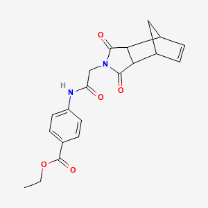molecular formula C20H20N2O5 B4009797 ethyl 4-{[(1,3-dioxo-1,3,3a,4,7,7a-hexahydro-2H-4,7-methanoisoindol-2-yl)acetyl]amino}benzoate 