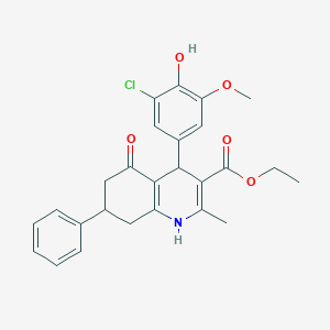 molecular formula C26H26ClNO5 B401002 ethyl 4-(3-chloro-4-hydroxy-5-methoxyphenyl)-2-methyl-5-oxo-7-phenyl-1,4,5,6,7,8-hexahydroquinoline-3-carboxylate 