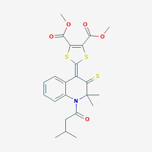 molecular formula C23H25NO5S3 B401010 Dimethyl 2-[2,2-dimethyl-1-(3-methylbutanoyl)-3-sulfanylidenequinolin-4-ylidene]-1,3-dithiole-4,5-dicarboxylate CAS No. 331260-62-9