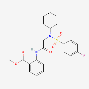 molecular formula C22H25FN2O5S B4010127 Methyl 2-[[2-[cyclohexyl-(4-fluorophenyl)sulfonylamino]acetyl]amino]benzoate 