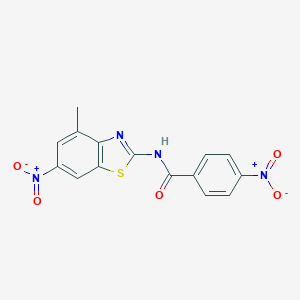 molecular formula C15H10N4O5S B401021 N-(4-methyl-6-nitro-1,3-benzothiazol-2-yl)-4-nitrobenzamide 