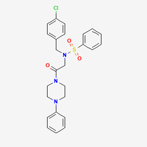 molecular formula C25H26ClN3O3S B4010244 N-(4-chlorobenzyl)-N-[2-oxo-2-(4-phenylpiperazin-1-yl)ethyl]benzenesulfonamide 