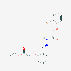 molecular formula C20H21BrN2O5 B401028 ETHYL 2-{2-[(E)-{[2-(2-BROMO-4-METHYLPHENOXY)ACETAMIDO]IMINO}METHYL]PHENOXY}ACETATE 