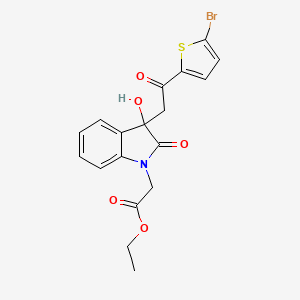 molecular formula C18H16BrNO5S B4010415 ethyl {3-[2-(5-bromothiophen-2-yl)-2-oxoethyl]-3-hydroxy-2-oxo-2,3-dihydro-1H-indol-1-yl}acetate 
