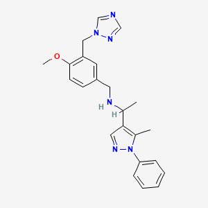 molecular formula C23H26N6O B4010453 N-[[4-methoxy-3-(1,2,4-triazol-1-ylmethyl)phenyl]methyl]-1-(5-methyl-1-phenylpyrazol-4-yl)ethanamine 