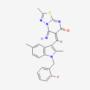 molecular formula C24H20FN5OS B4010761 (6E)-6-[[1-[(2-fluorophenyl)methyl]-2,5-dimethylindol-3-yl]methylidene]-5-imino-2-methyl-[1,3,4]thiadiazolo[3,2-a]pyrimidin-7-one 