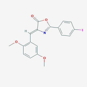 molecular formula C18H14INO4 B401087 4-(2,5-Dimethoxy-benzylidene)-2-(4-iodo-phenyl)-4H-oxazol-5-one 