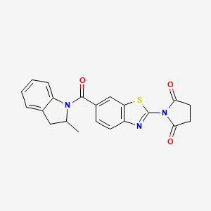 molecular formula C21H17N3O3S B4010914 1-[6-(2-methyl-2,3-dihydroindole-1-carbonyl)-1,3-benzothiazol-2-yl]pyrrolidine-2,5-dione 
