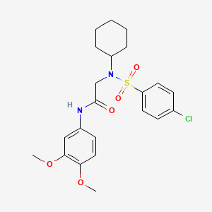 molecular formula C22H27ClN2O5S B4011078 N~2~-[(4-chlorophenyl)sulfonyl]-N~2~-cyclohexyl-N~1~-(3,4-dimethoxyphenyl)glycinamide 