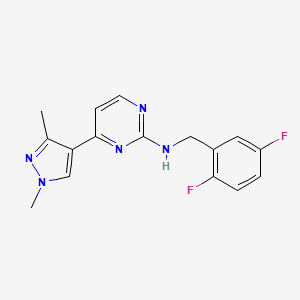 molecular formula C16H15F2N5 B4011100 N-(2,5-difluorobenzyl)-4-(1,3-dimethyl-1H-pyrazol-4-yl)pyrimidin-2-amine 