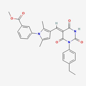 molecular formula C27H25N3O5 B4011216 methyl 3-[3-[(Z)-[1-(4-ethylphenyl)-2,4,6-trioxo-1,3-diazinan-5-ylidene]methyl]-2,5-dimethylpyrrol-1-yl]benzoate 