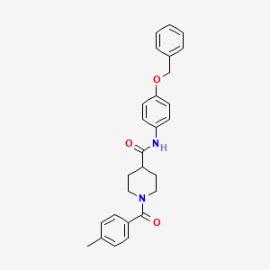 molecular formula C27H28N2O3 B4011223 N-[4-(benzyloxy)phenyl]-1-[(4-methylphenyl)carbonyl]piperidine-4-carboxamide 