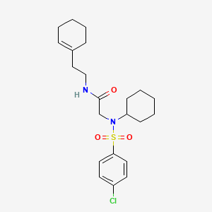 molecular formula C22H31ClN2O3S B4011256 N~2~-[(4-chlorophenyl)sulfonyl]-N-[2-(cyclohex-1-en-1-yl)ethyl]-N~2~-cyclohexylglycinamide 