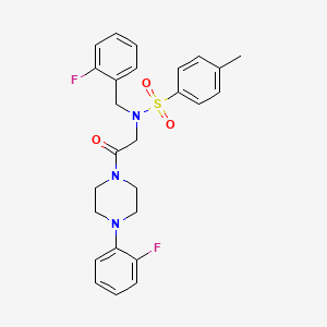 molecular formula C26H27F2N3O3S B4011281 N-(2-fluorobenzyl)-N-{2-[4-(2-fluorophenyl)piperazin-1-yl]-2-oxoethyl}-4-methylbenzenesulfonamide 